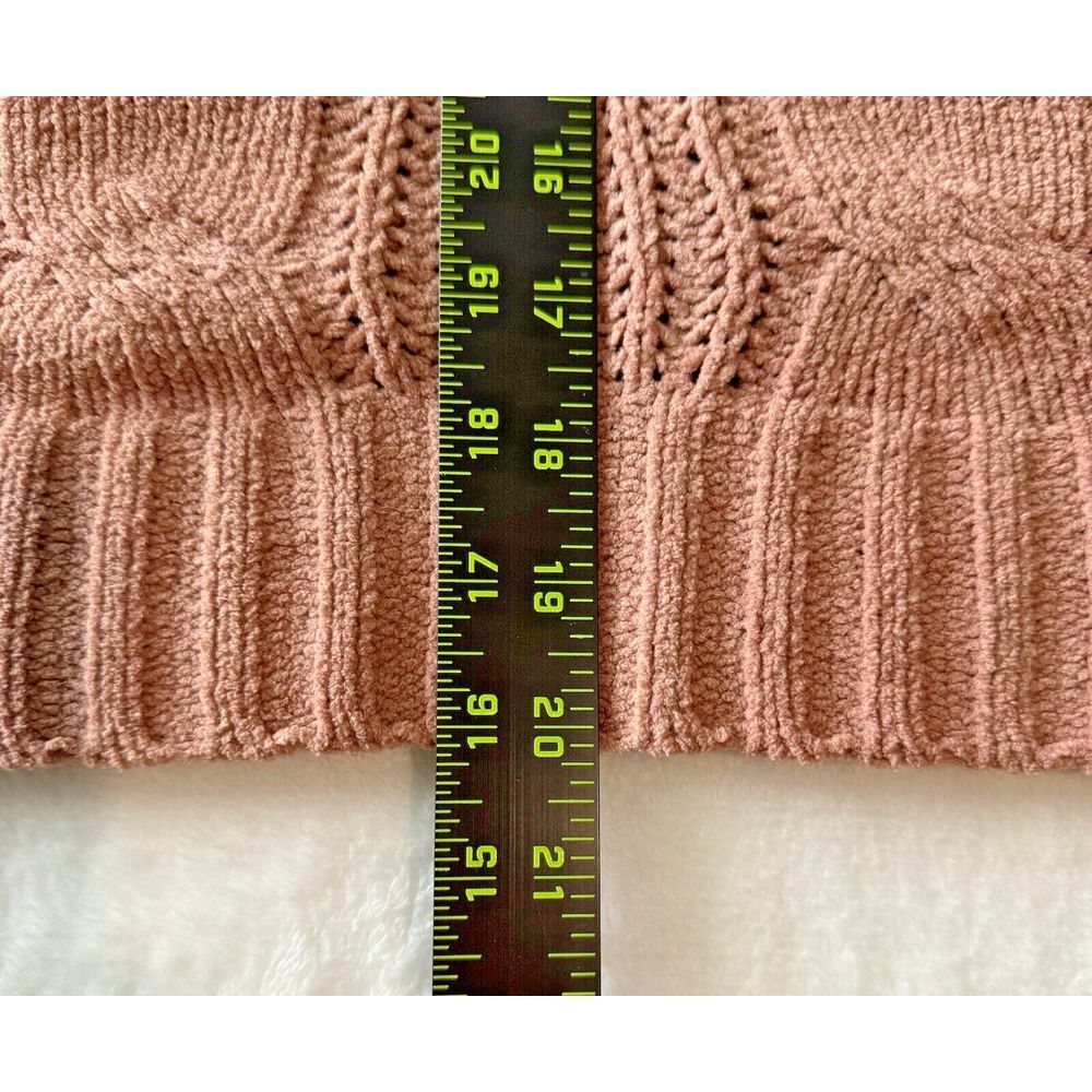 SINCERELY JULES Cable Knit Sweater Medium Dusty Pink Nude Soft V-Neck Collared - Picture 10 of 10